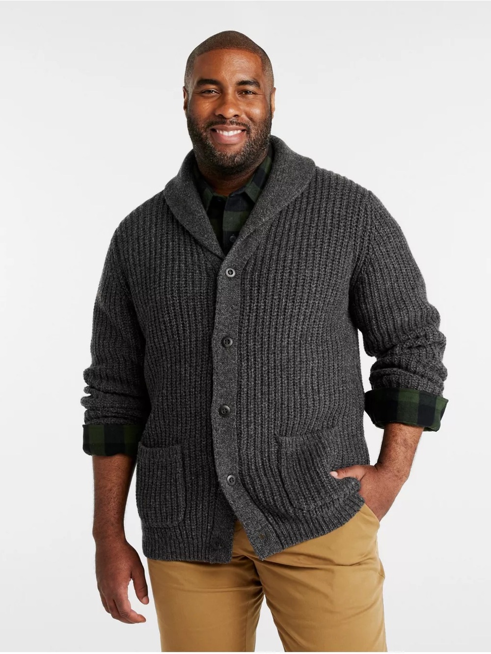 L.L.Bean Classic Ragg Wool Men's Fall Cardigan - Picture 3 of 10